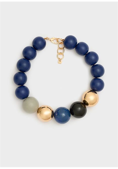 collana maxi sfere in legno NALì | ABCL0376ORO BLU